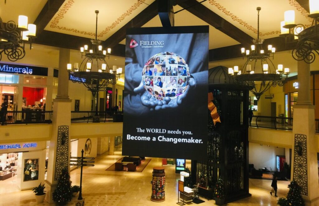 Mall ad Holiday banner at The Oaks mall